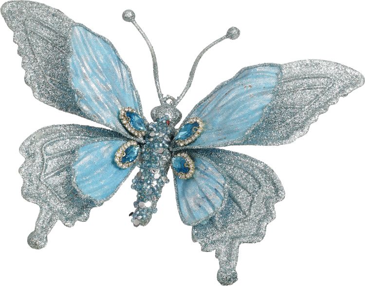 7" Blue Butterfly Glitter Jewel