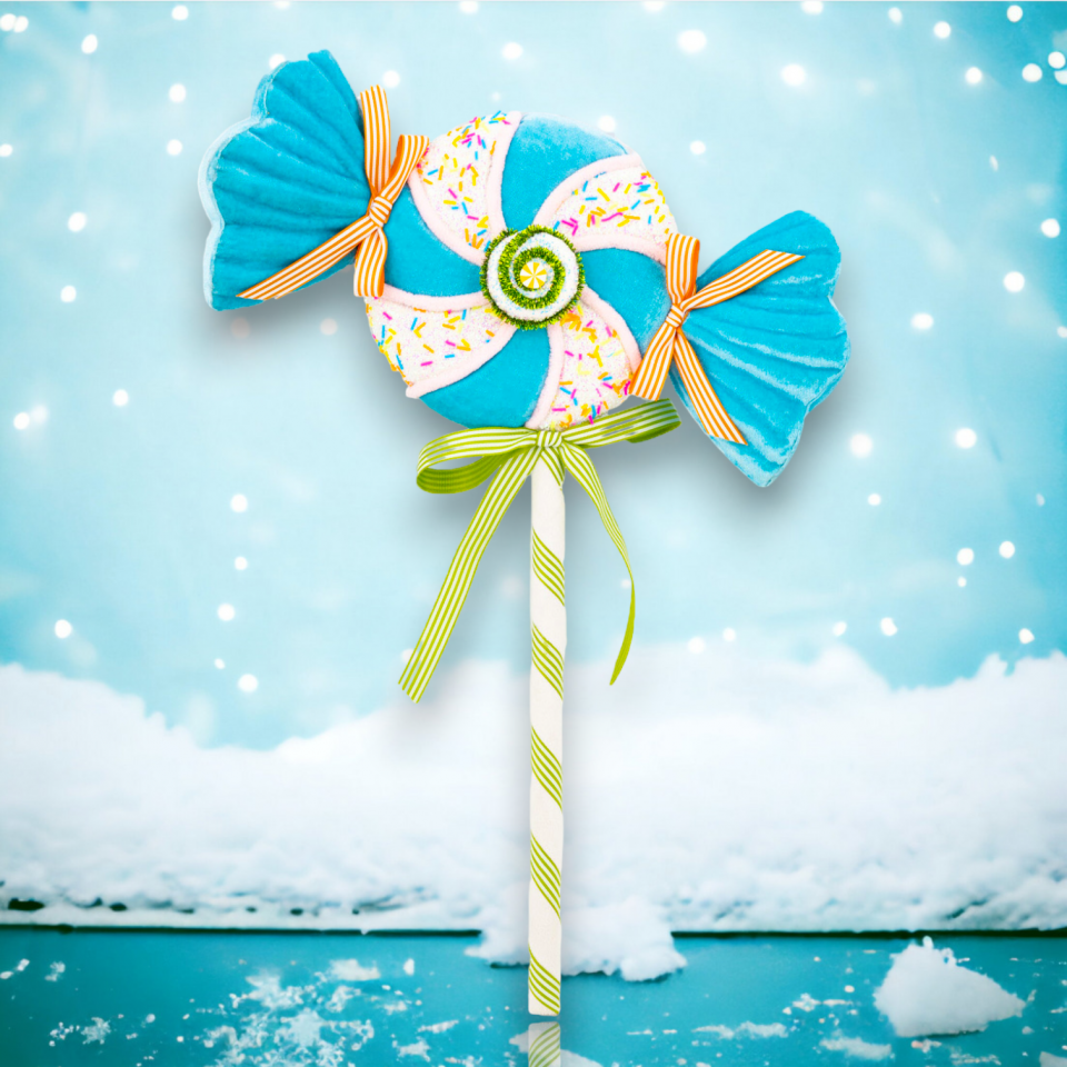 22" Blue Swirl Candy Wrapper Pick