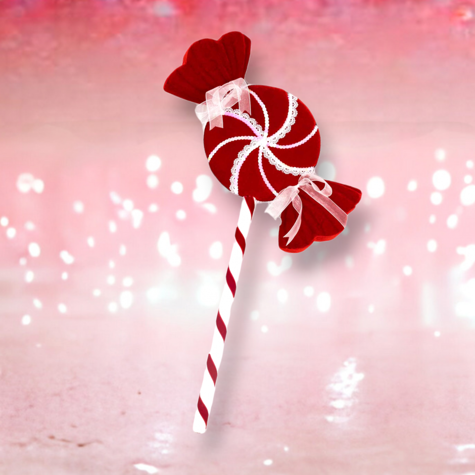 21" Lollipop Pick Red Lace