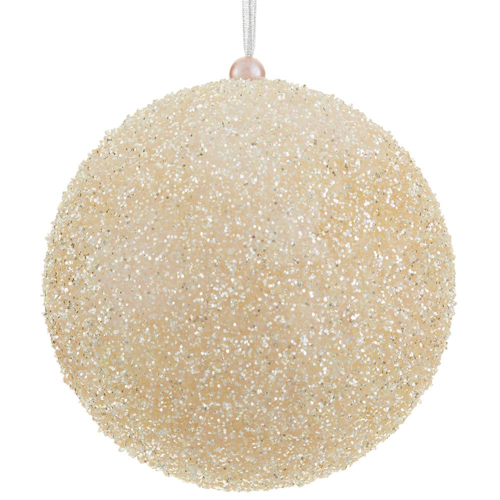 Blush glittered ball ornament, 6 inches