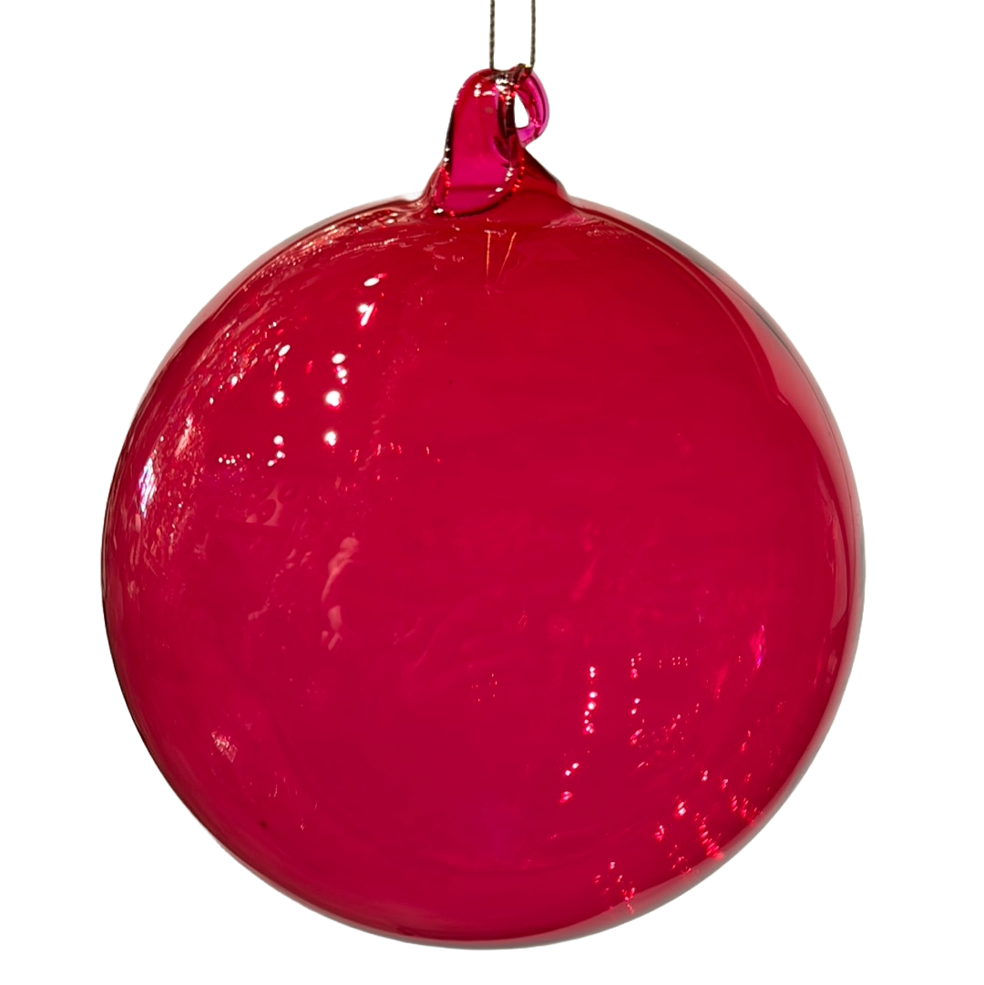 6'' Hot Pink Crystalline Glass Ornament