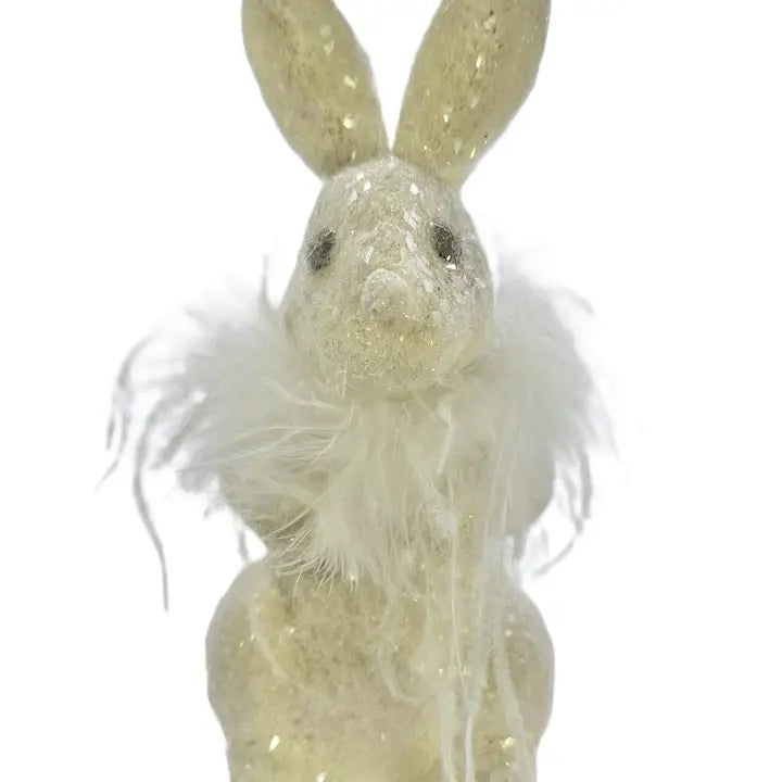 9" Cream Rabbit w/ Feathers