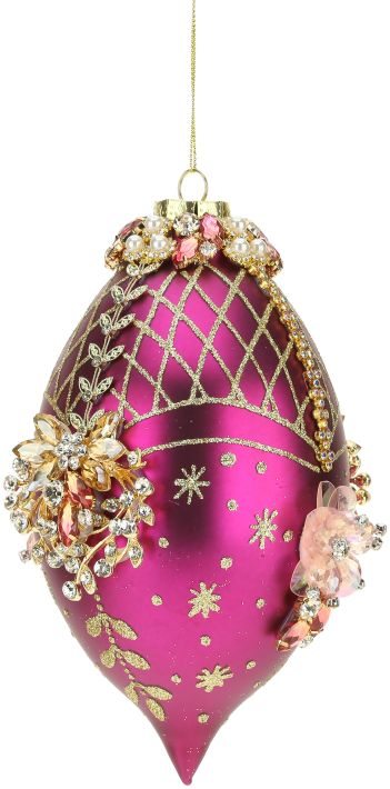 7" King's Jeweled Egg Ornament Burgundy