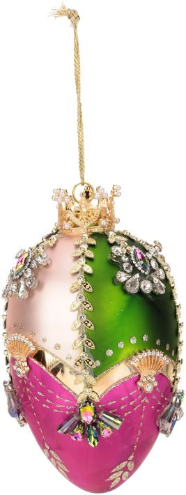 7" Faberge Jeweled Egg Ornament Pink