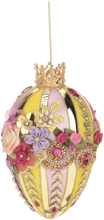 7" Yellow/Lavender Faberge Jewel Easter Egg