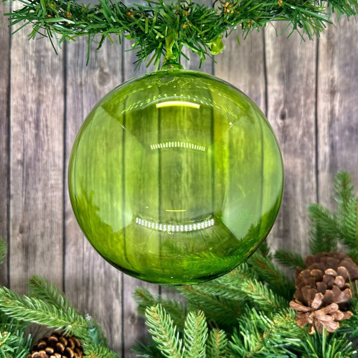 150mm Bright Green Glass Ball Ornament
