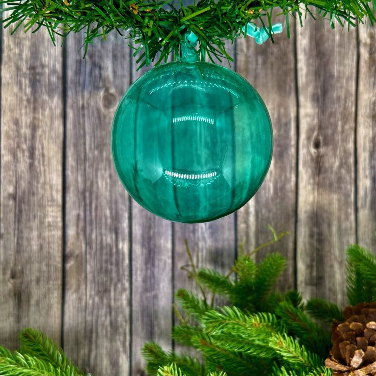 Glass celadon ball ornament, 4 inch, Christmas tree decor