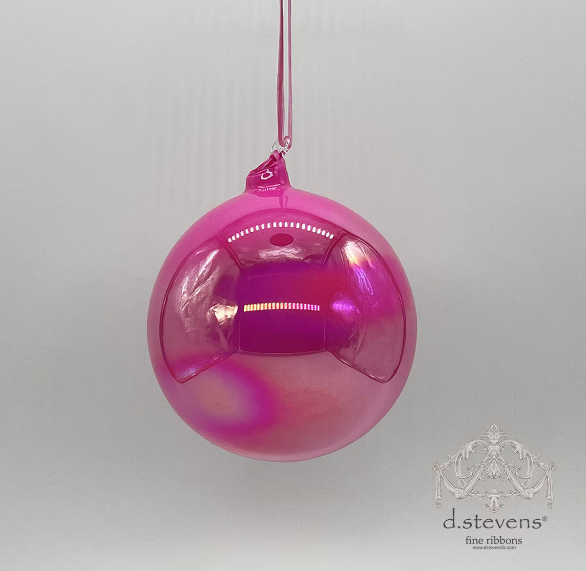 5" Hot Pink Iridescent Glass Ball Ornament