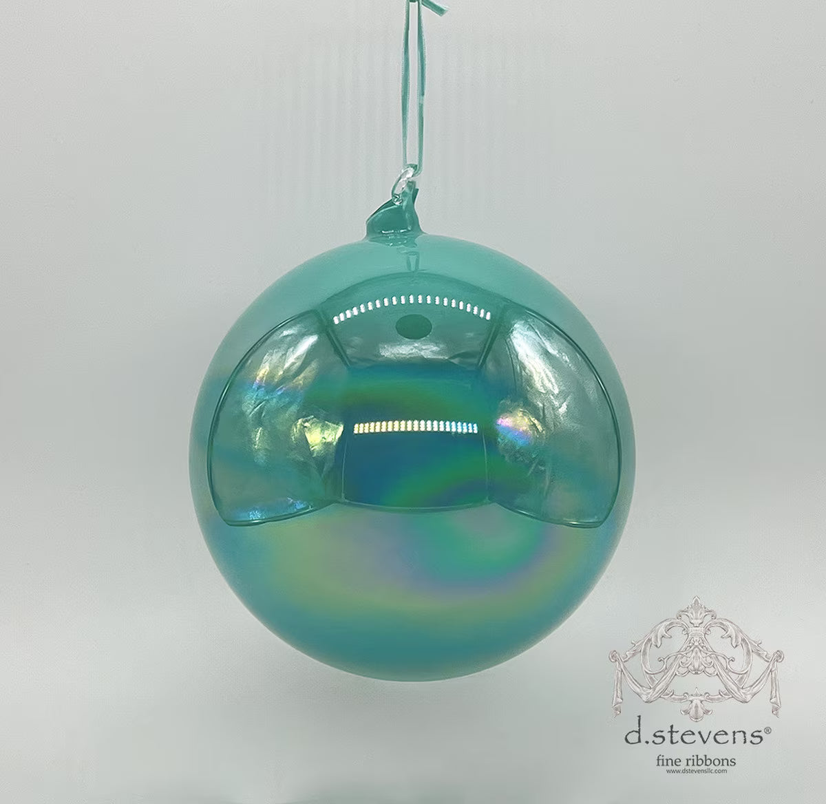 180mm Aqua Iridescent Glass Ball Ornament
