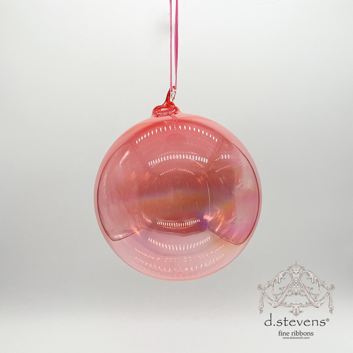 180mm Clear Pink Glass Ball Ornament