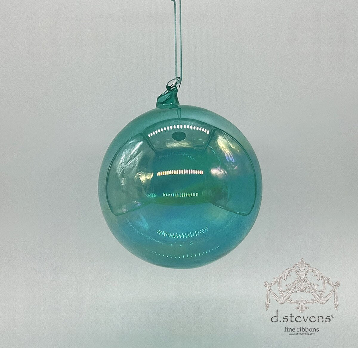 150mm Clear Aqua Glass Ball Ornament