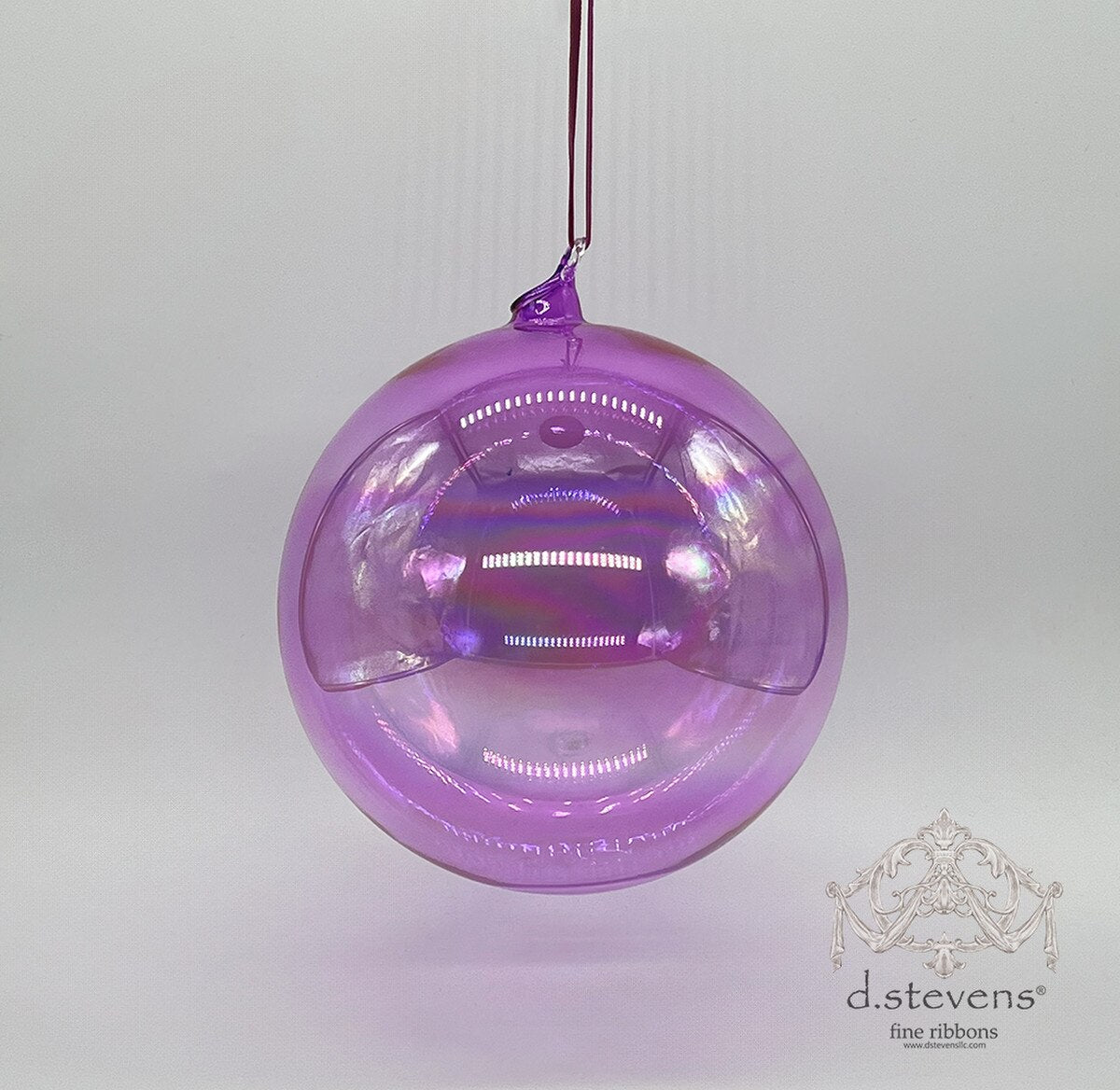 180mm Clear Magenta Glass Ball Ornament