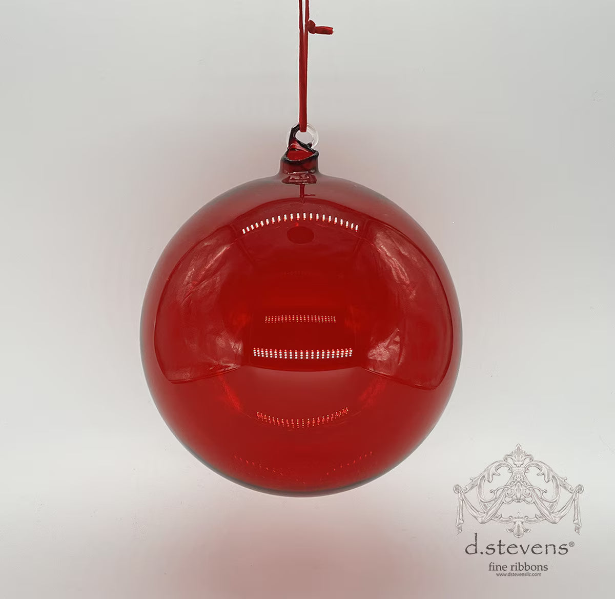 8" Clear Dark Red Glass Ball Ornament
