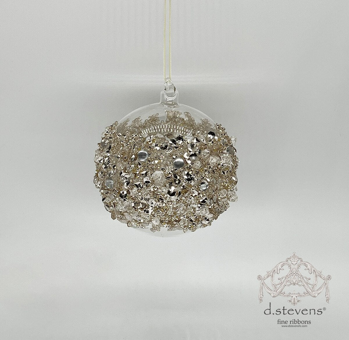 120mm Gold Encrusted Glass Ornament