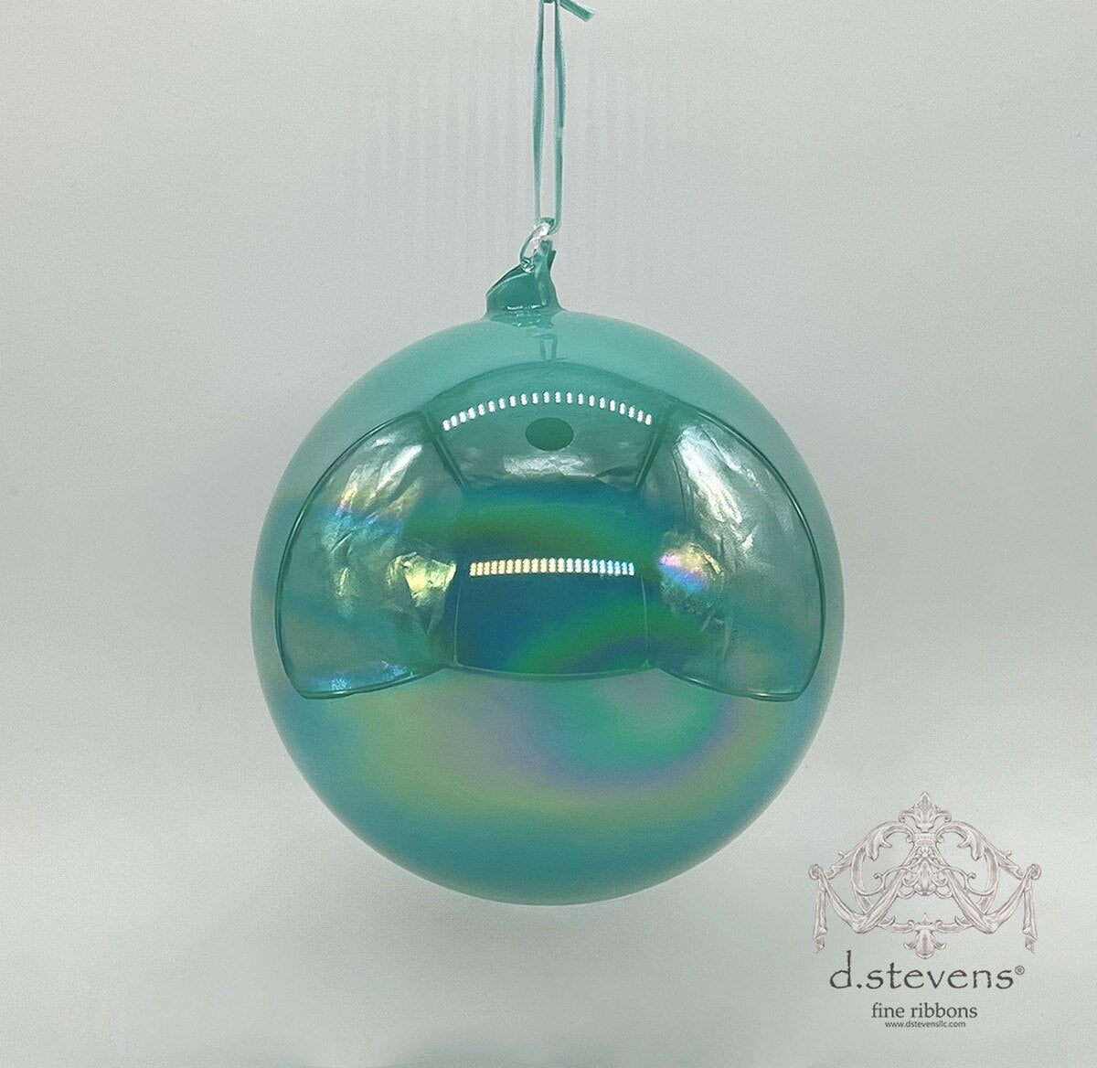120mm Aqua Iridescent Glass Ball Ornament