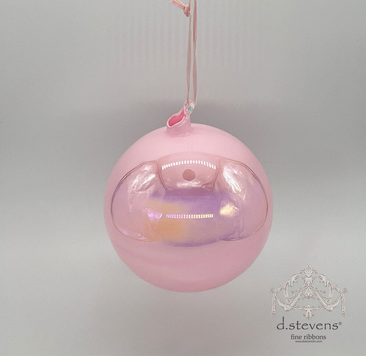 100mm Pink Iridescent Glass Ball Ornament