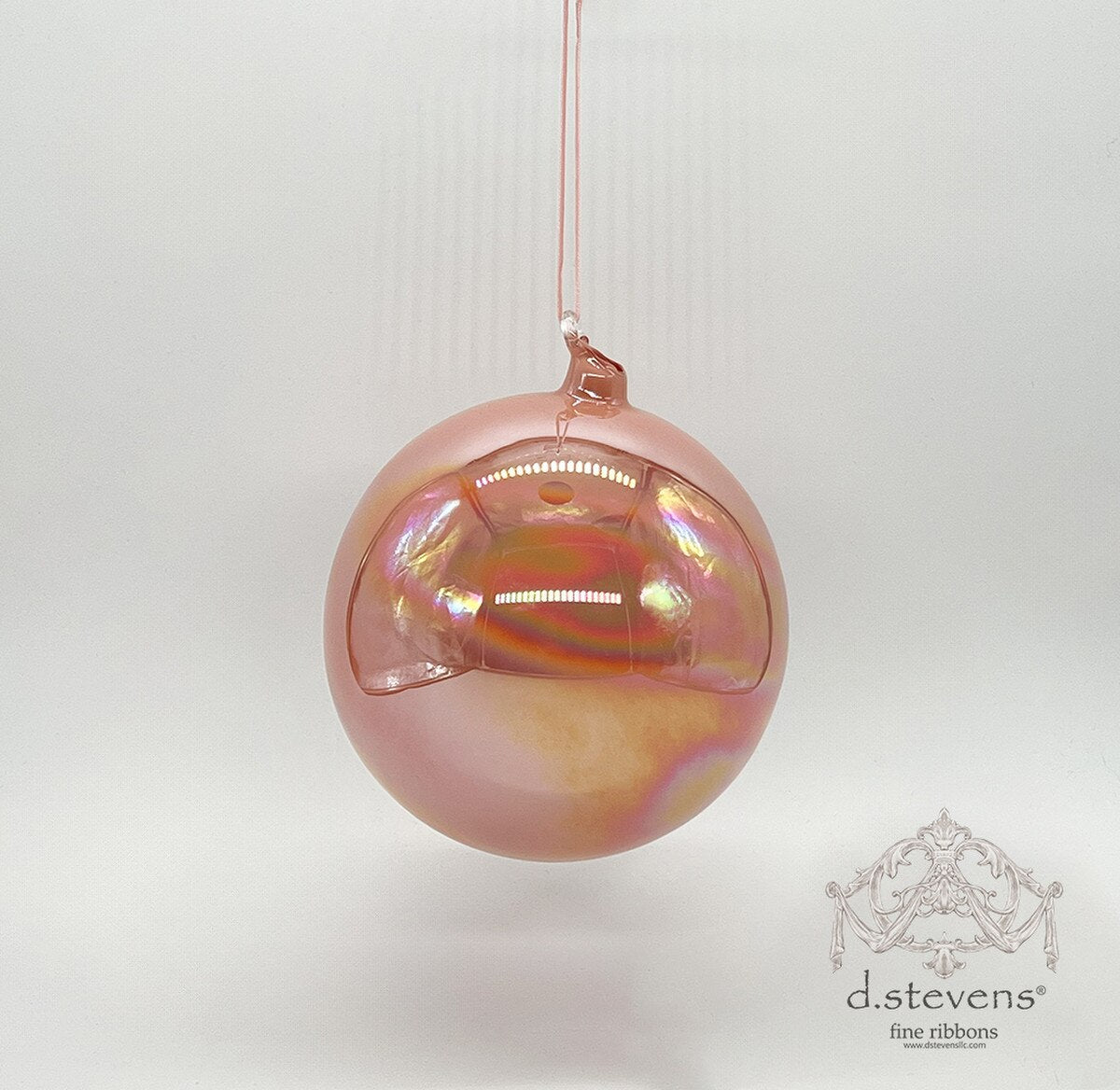 100mm Coral Iridescent Glass Ball Ornament