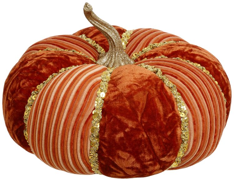 Velvet pumpkin with a plush hand-finished surface.