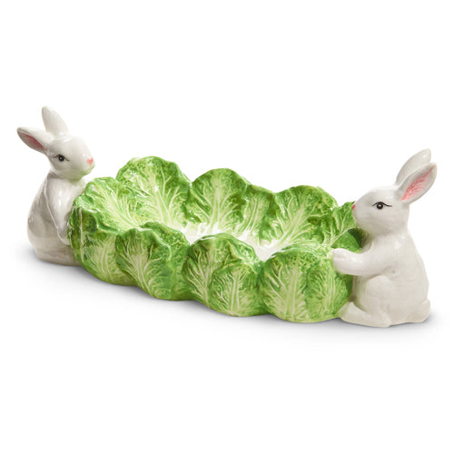 10" Cabbage Tray w/ Bunnies Green