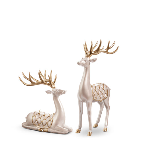 Set/2 8-13" Deer w/ Saddle Pearlescent Quilted