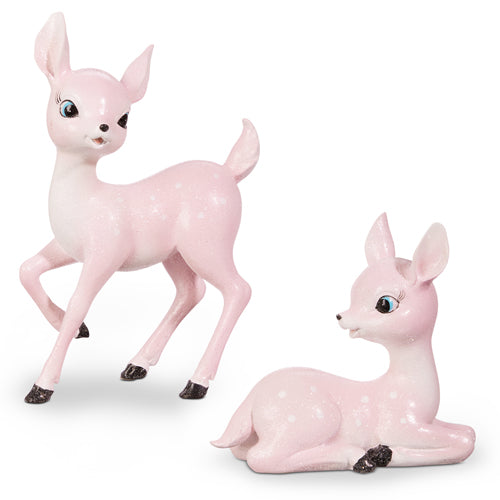 Set/2 8" Pink Deer Retro