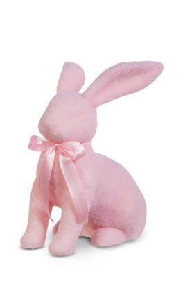 11.5" Pink Flocked Bunny