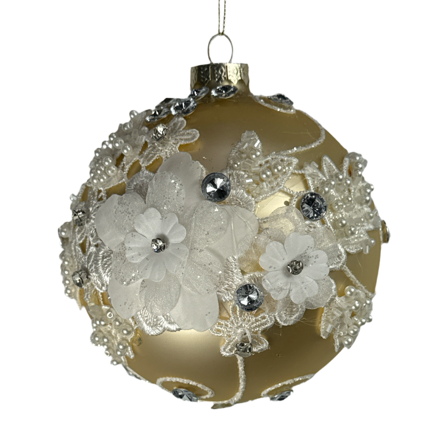 4.5" Gold Lace Gem Ornament