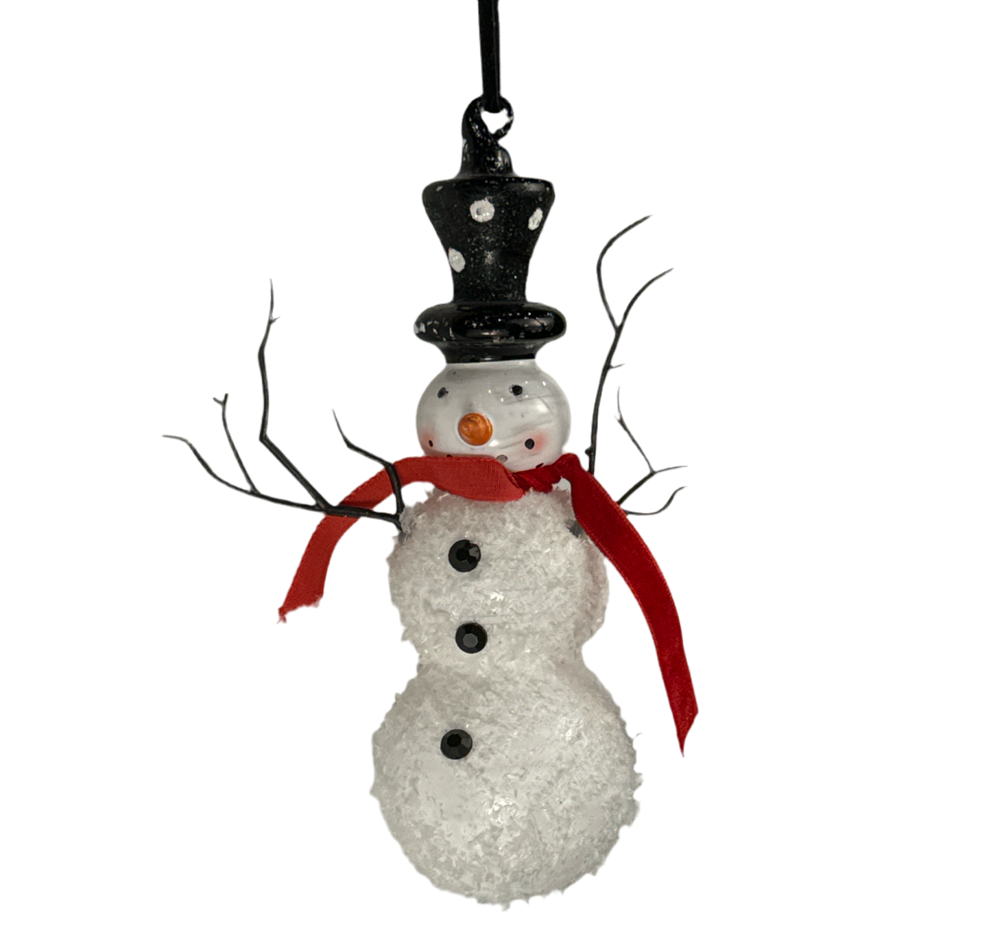 7" Glass Snowman Ornament
