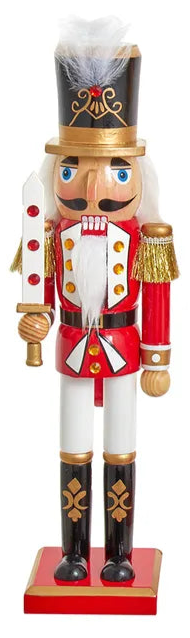 15" Nutcracker Soldier Red White