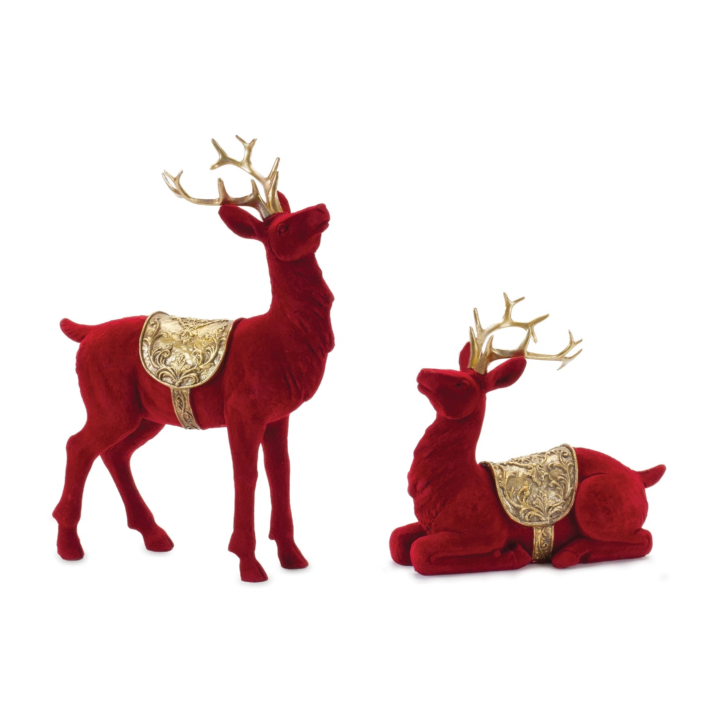 Set/2 6-9" Deer Red Velvet