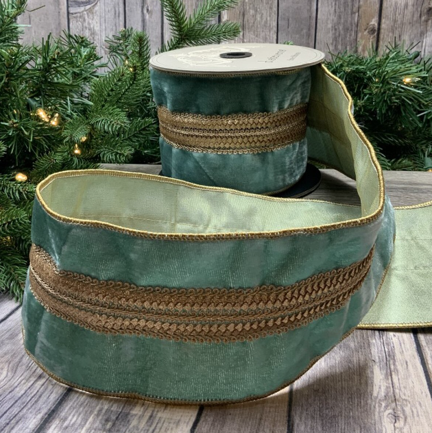 4"x5Y Aqua Velvet Gold Center Trim