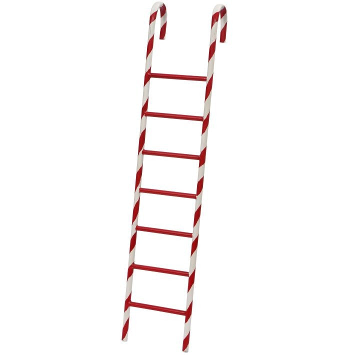 Red and white candy stripe ribbon ladder ornament.