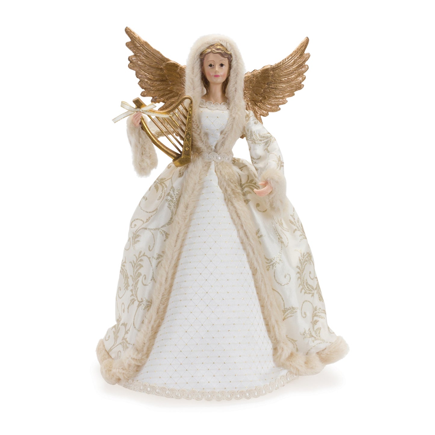 17" Angel Tree Topper White Gold