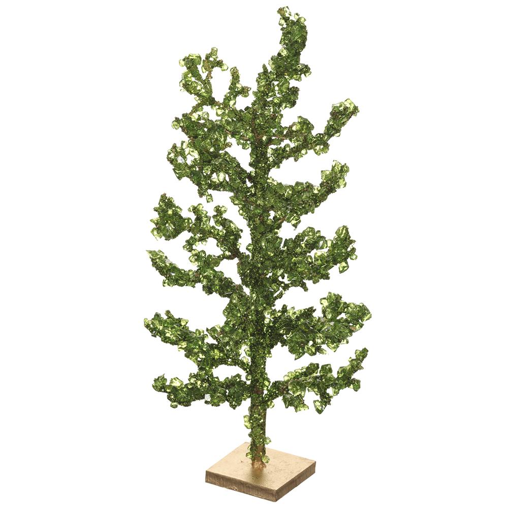 Green beaded diamond tree, 16 inches