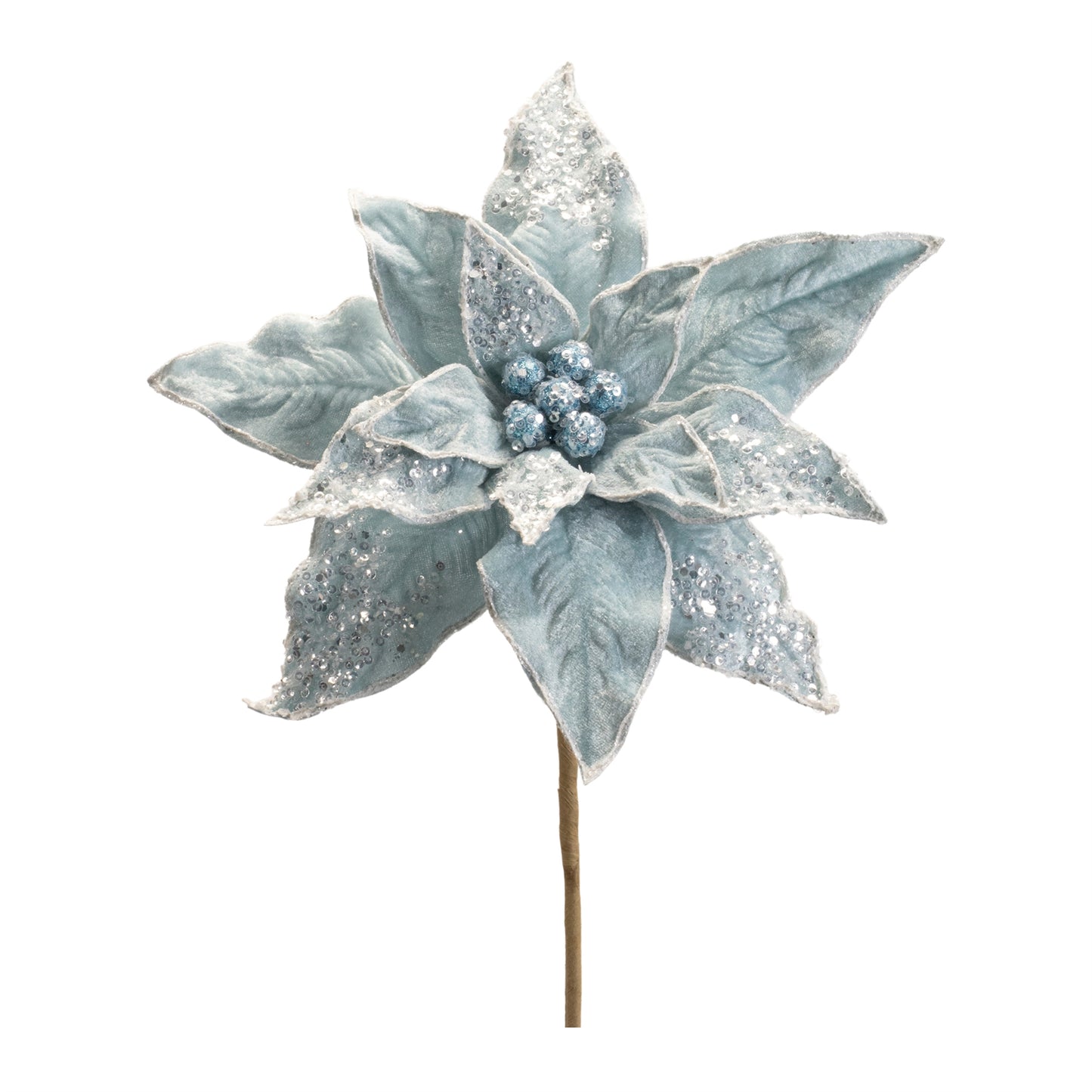 21" Blue Poinsettia Stem