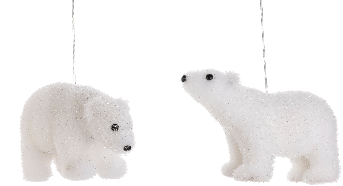 S/2 White Bears 6.5" Ornaments