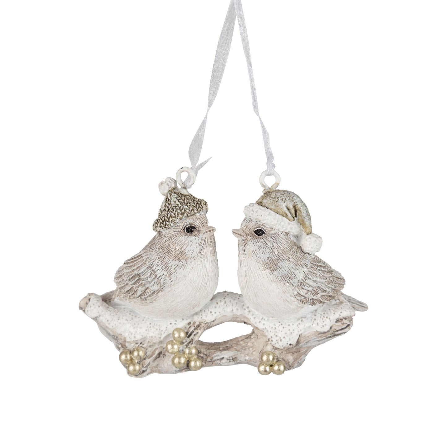 3" Birds on Branch Gray Ornament