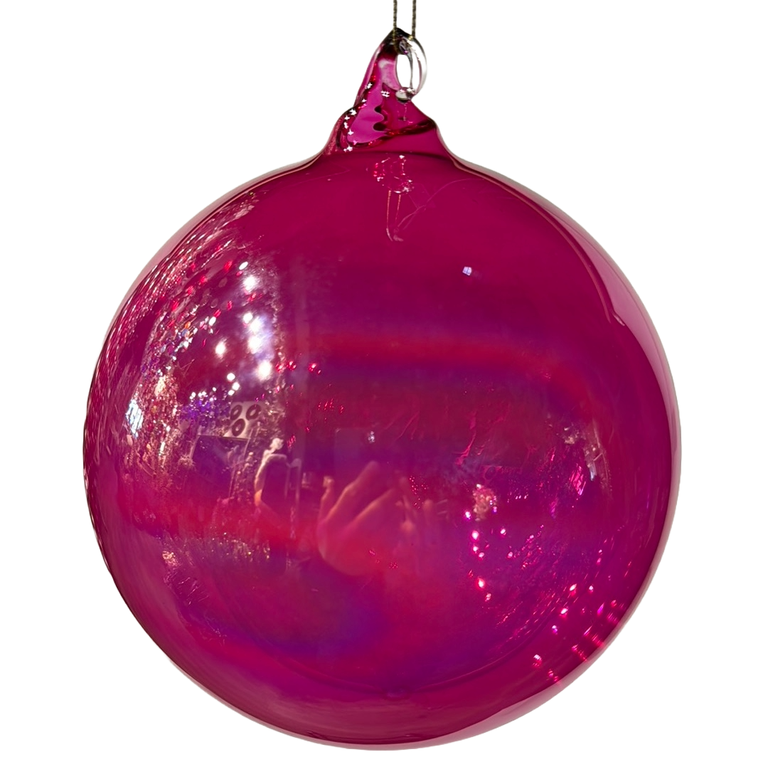 6'' Hot Pink Aurora Glass Ornament