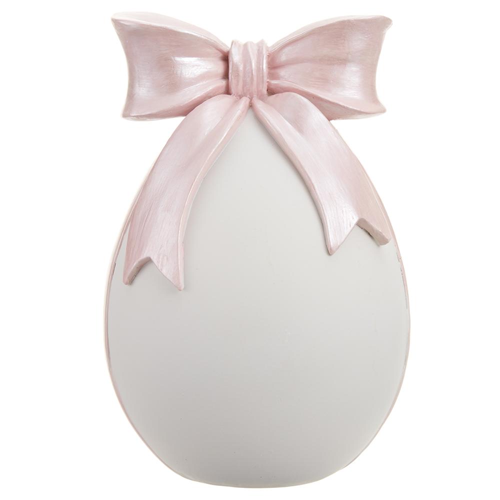 7.5" Bow Egg White Pink