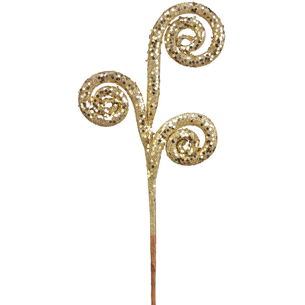 18" Gold Swirl Pick Glittered