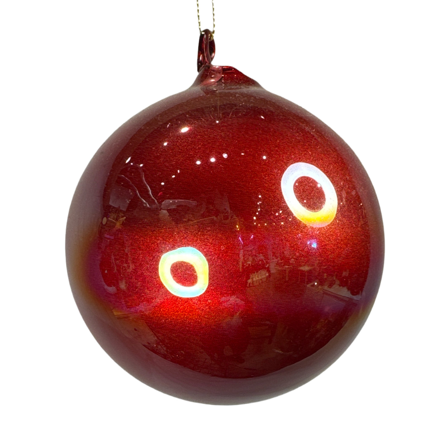 4" Red Pearlescent Glass Ornament
