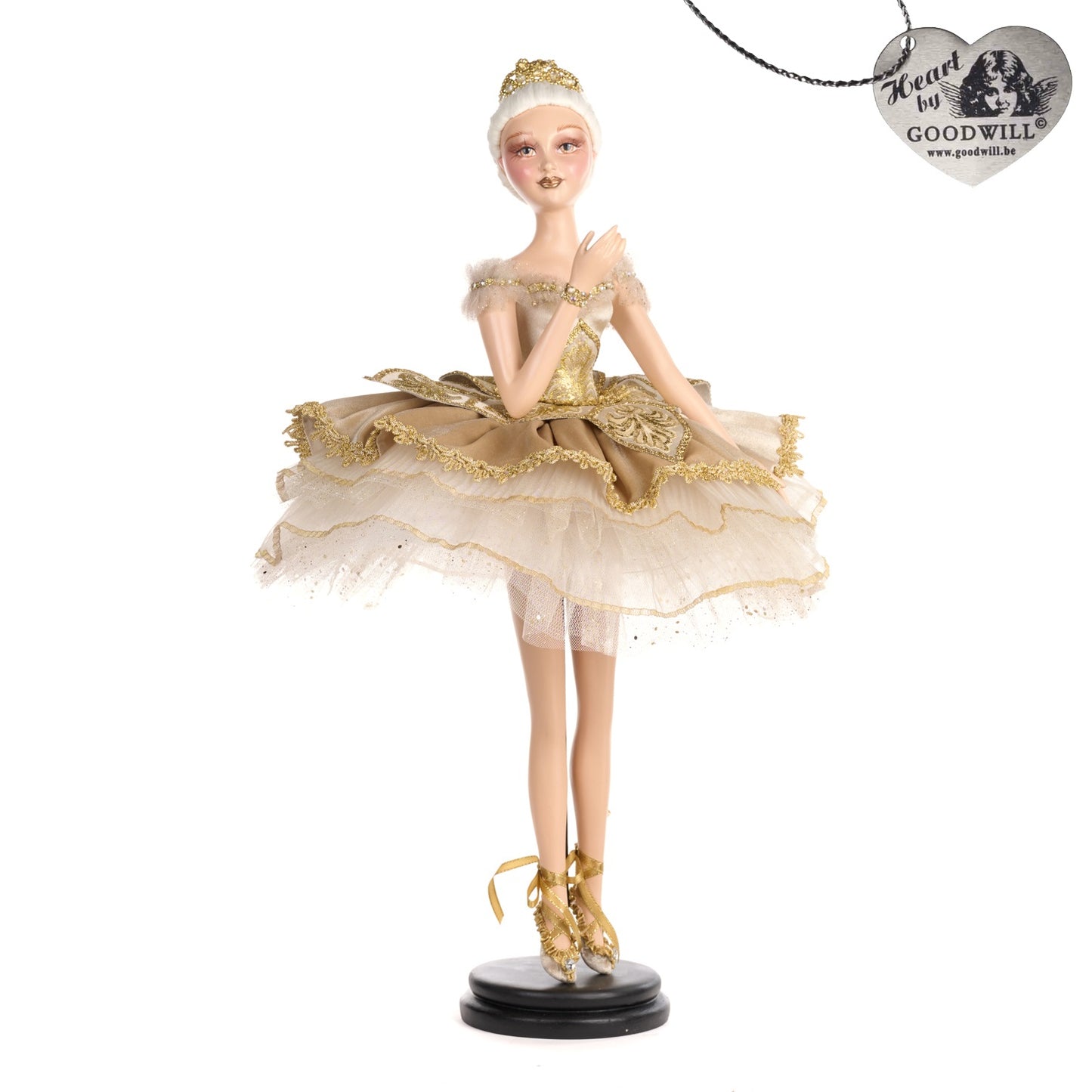 67cm Ballerina Nutcracker Doll w/ Stand Cream Gold