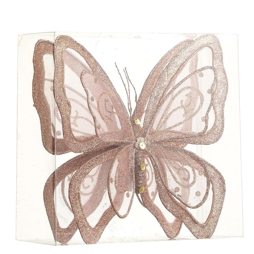 7" Pink Butterfly Glitter