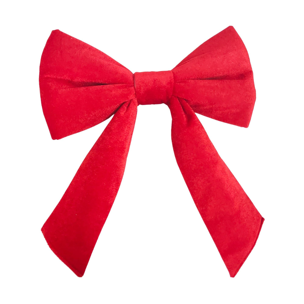 Red bow with full gathered loops.