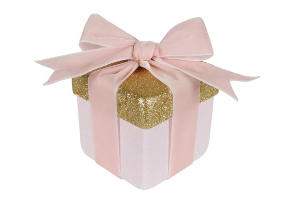 4" Gift Box Pink Gold Ornament