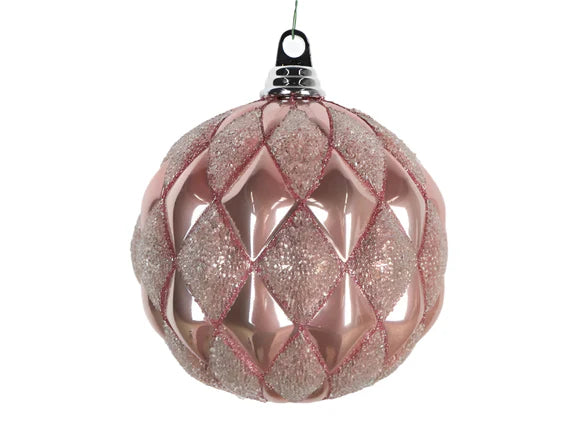 8" Pink Harlequin Holiday Ornament Plastic