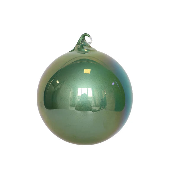 6" Mint Pearlescent Glass Ornament