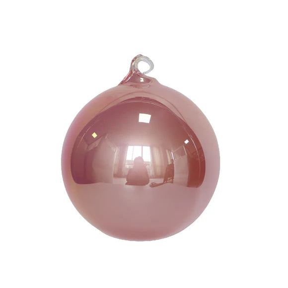 6" Light Pink Pearlescent Glass Ornament