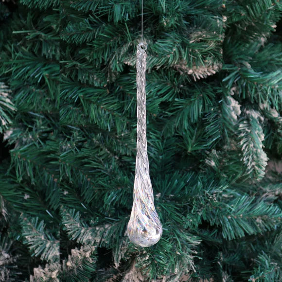 8" Iridescent Swirl Glass Drop