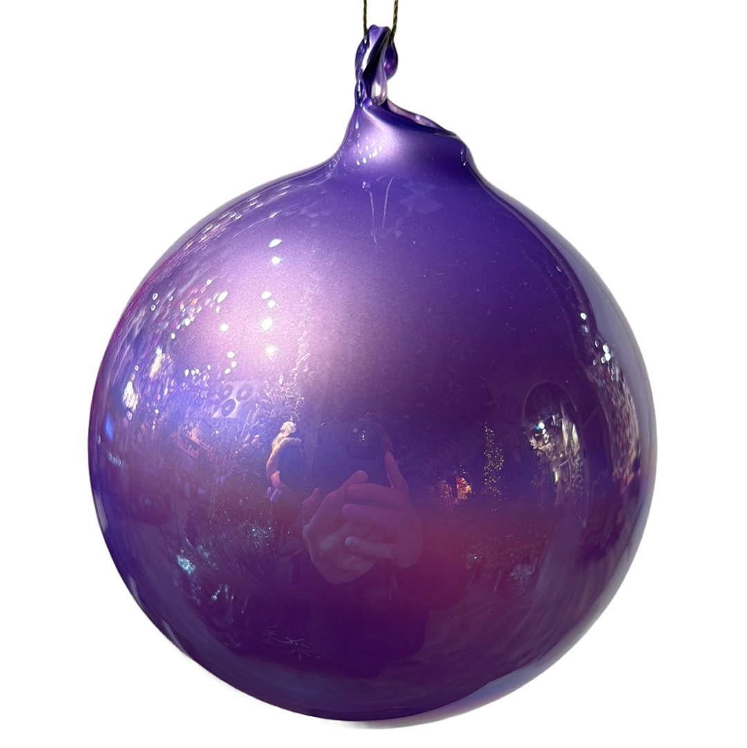 5" Lavender Pearlescent Glass Ornament